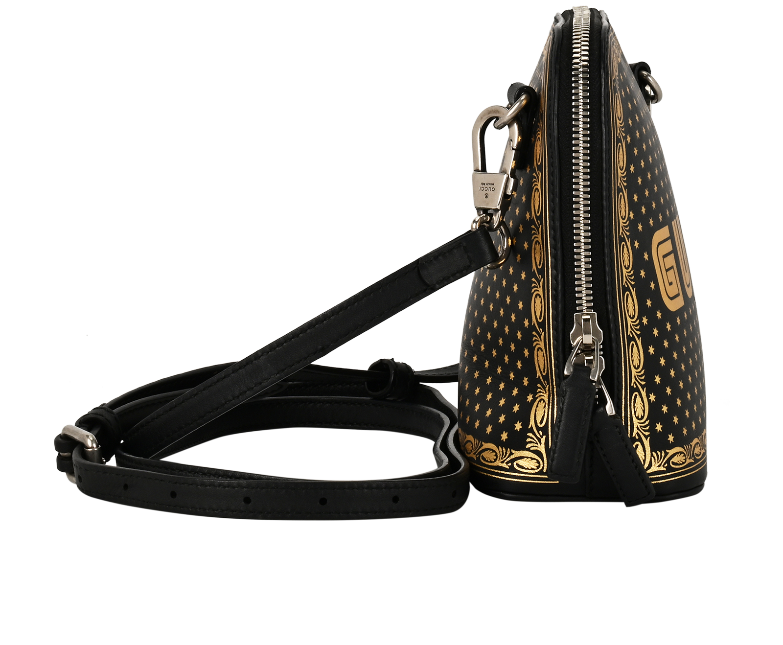 Crossbody, &pound;330, Handbags, Black/Gold, Leather, Side view